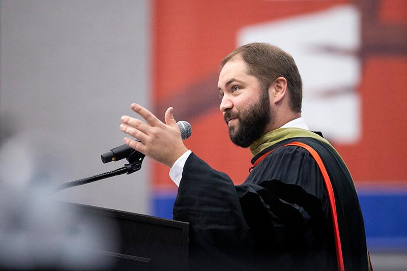 Brad Mock ’12 ’15 at commencement